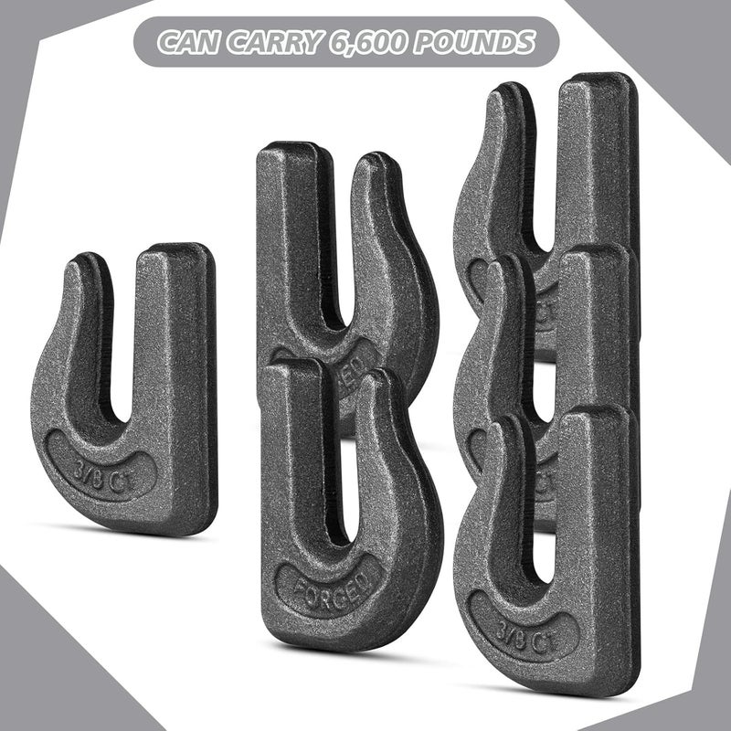 XHMAXE 6Pack 3/8''Weld On Hook,Tractor Chain Hooks,G70 Weld On Grab Hooks, Heavy Duty Weldable Chain Hooks 3/8 for Chain Pulling and Lifting, Trailer Truck, Rigging, Tractor-6600 LBS Capacity - Image 5